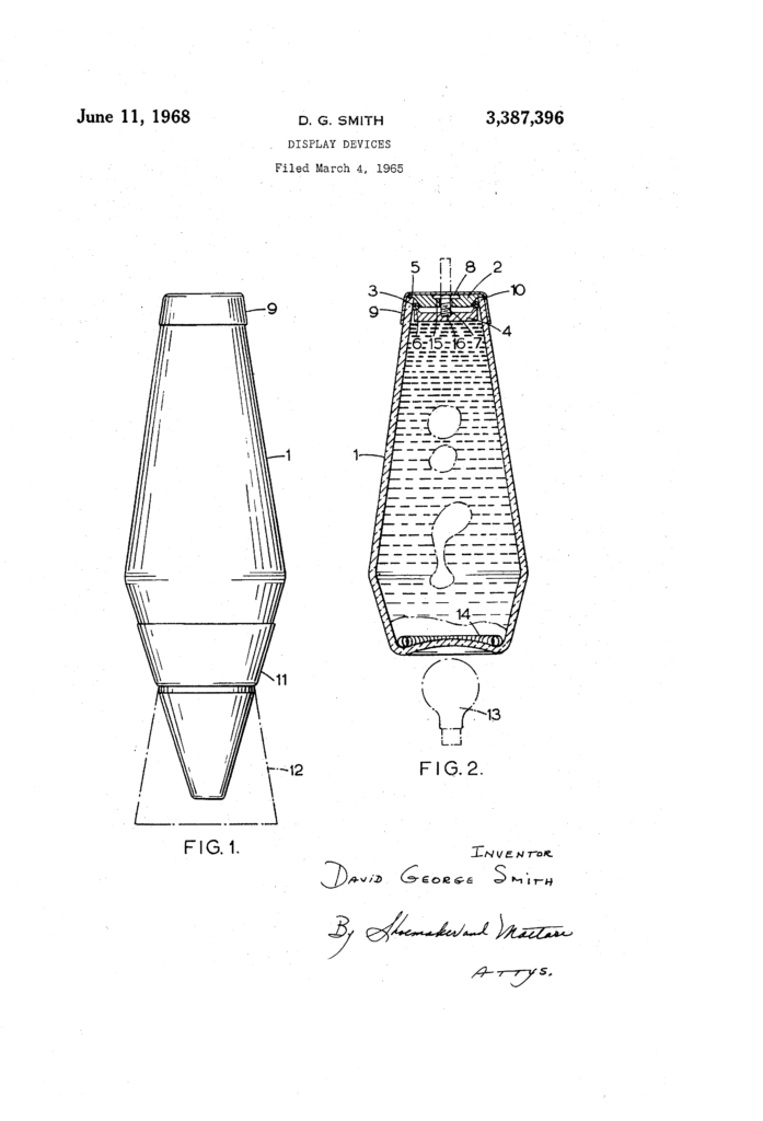 Edward Craven Walker's original patent for the lava lamp (1971).